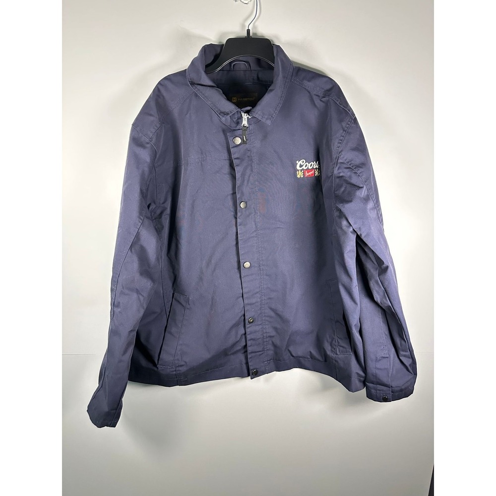 Harriton Jacket Mens 3XL Navy Coors Banquet Embroidered Logo Zip Snap